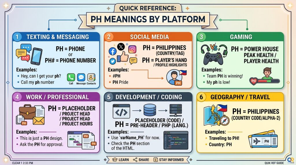 Quick Reference PH Meanings by Platform